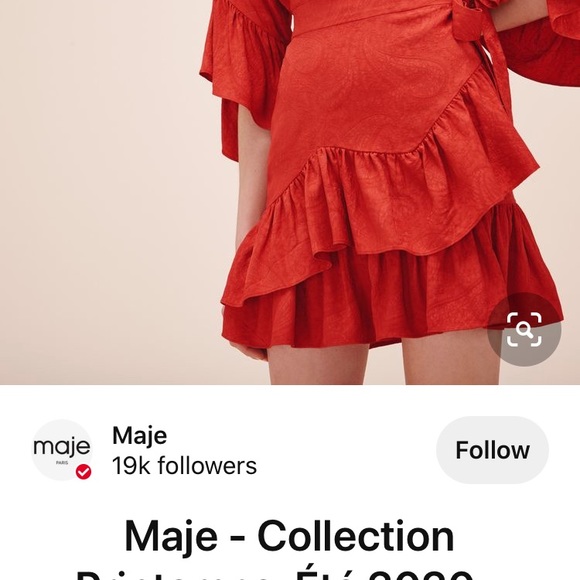 Maje red mini dress size xs or s size 1 - Picture 4 of 15